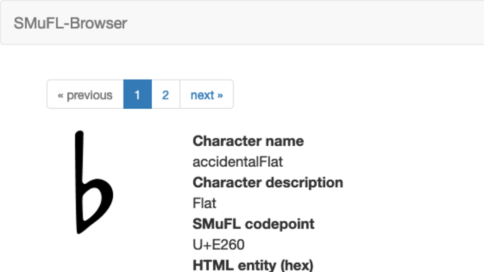 SMuFL Browser screenshot